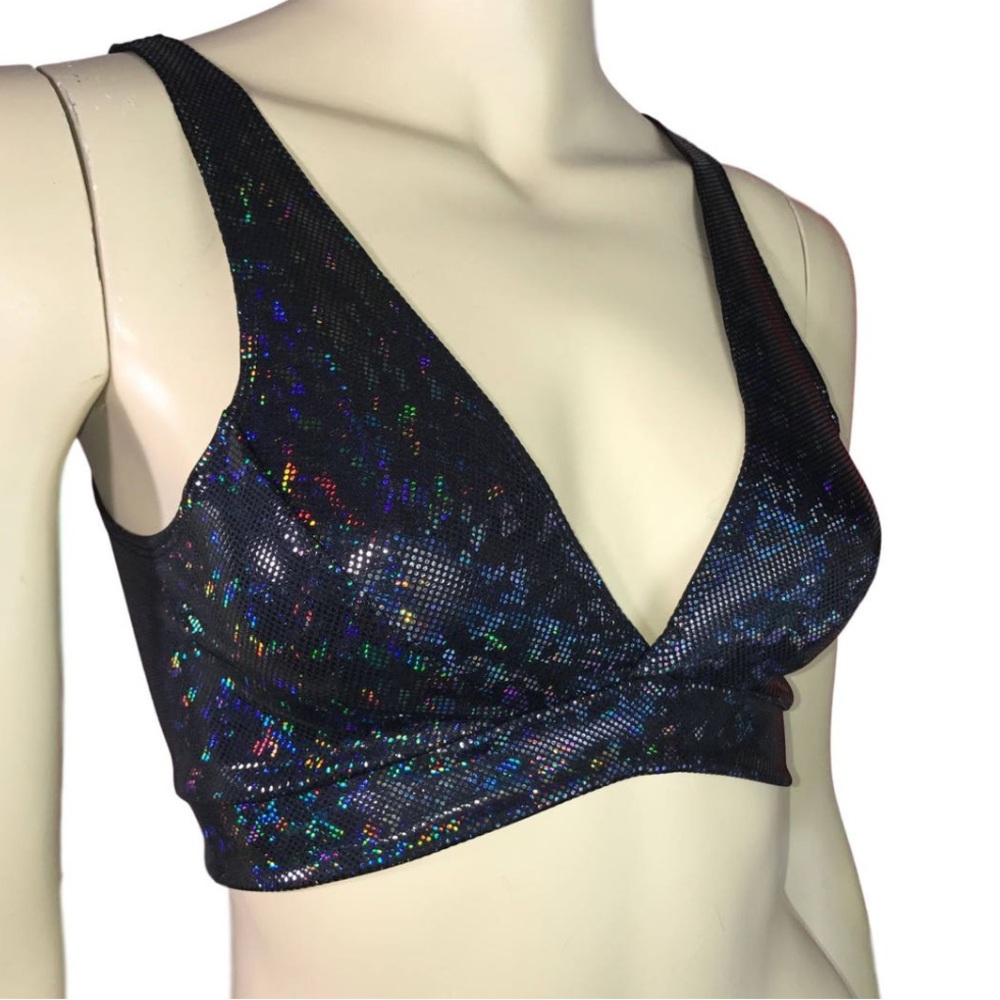 Sequin Black Crop Top